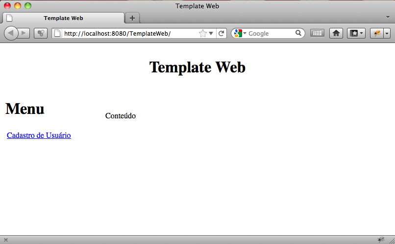 Exemplo de aplicação web com template.
