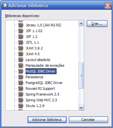 Adicionar driver do MySQL no NetBeans.